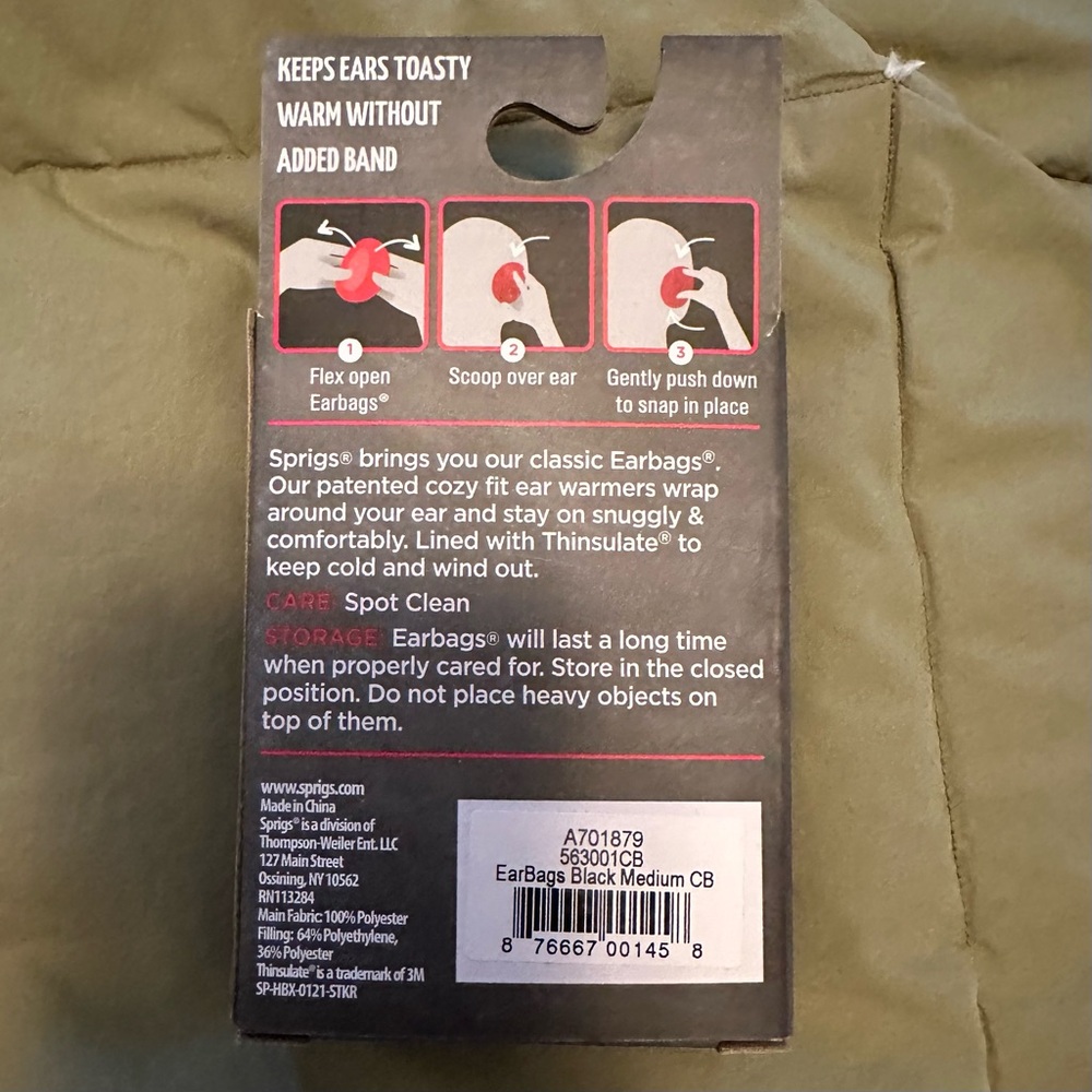 Sprigs Earbags Bandless Ear Warmers-NIB - Picture 2 of 2